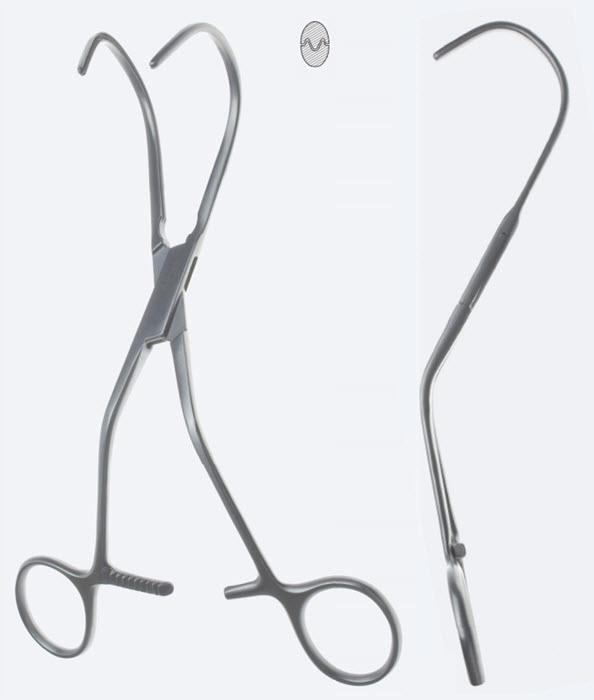 Зажими судинні Lambert-Kay, для анастам, для аорти, зубці De Bakey, вигнуті, шир щел 40 мм, з кремал, довж 200 мм. Бренд - Asanus Medizintechnik Gmb, Німеччина